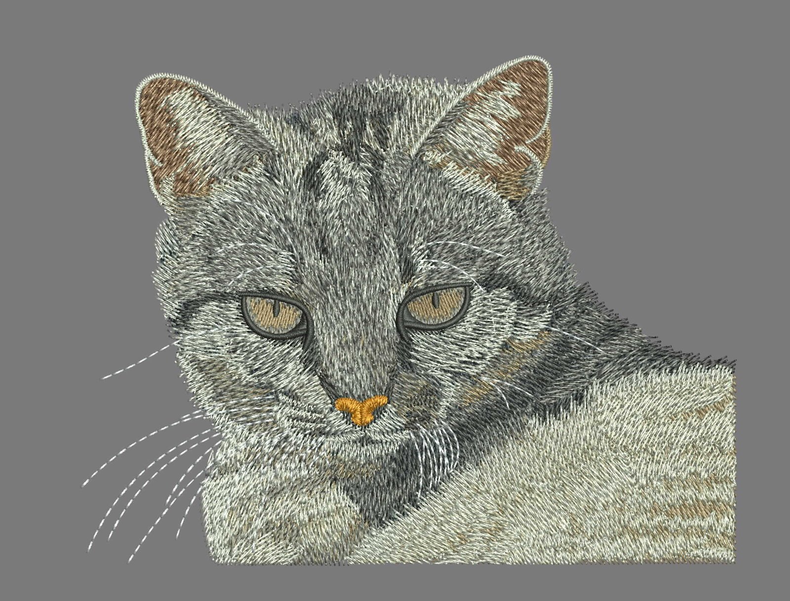 Photoreal cat embroidery