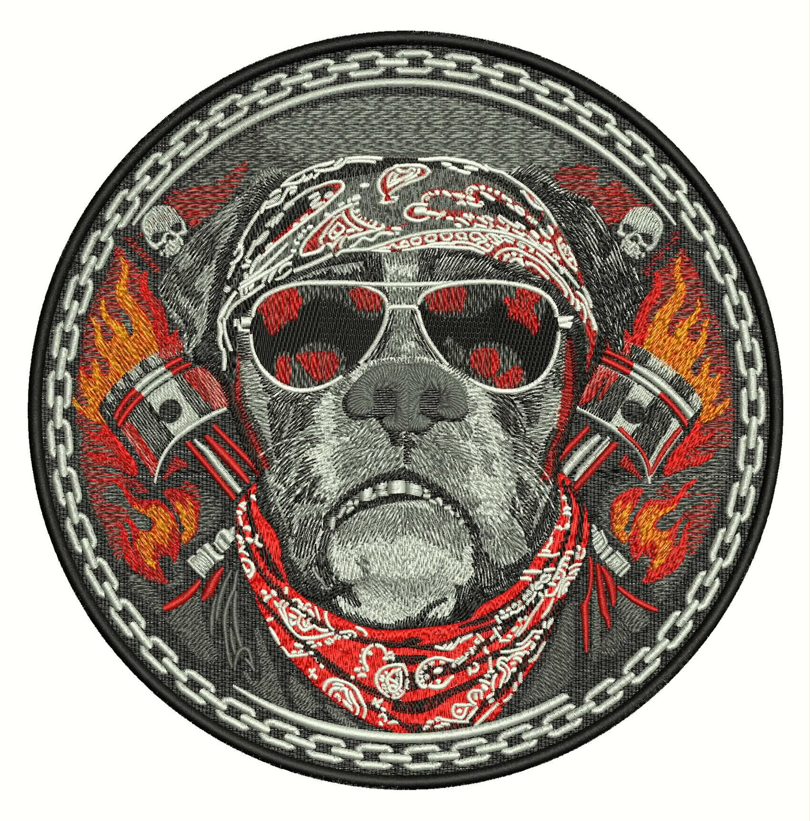 Biker dog embroidered patch