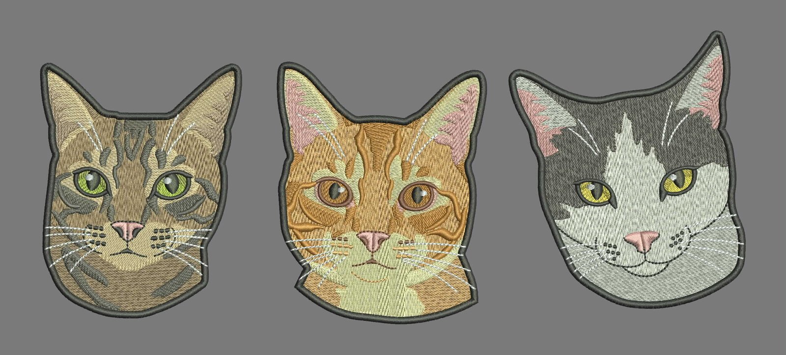 Photoreal cat embroidery